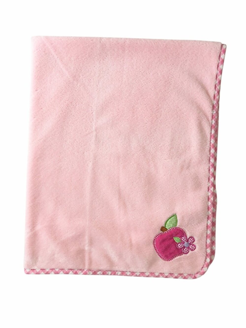 Oshkosh Baby Apple Flower Plaid Pink Security Lovey Blanket 26" X 32"